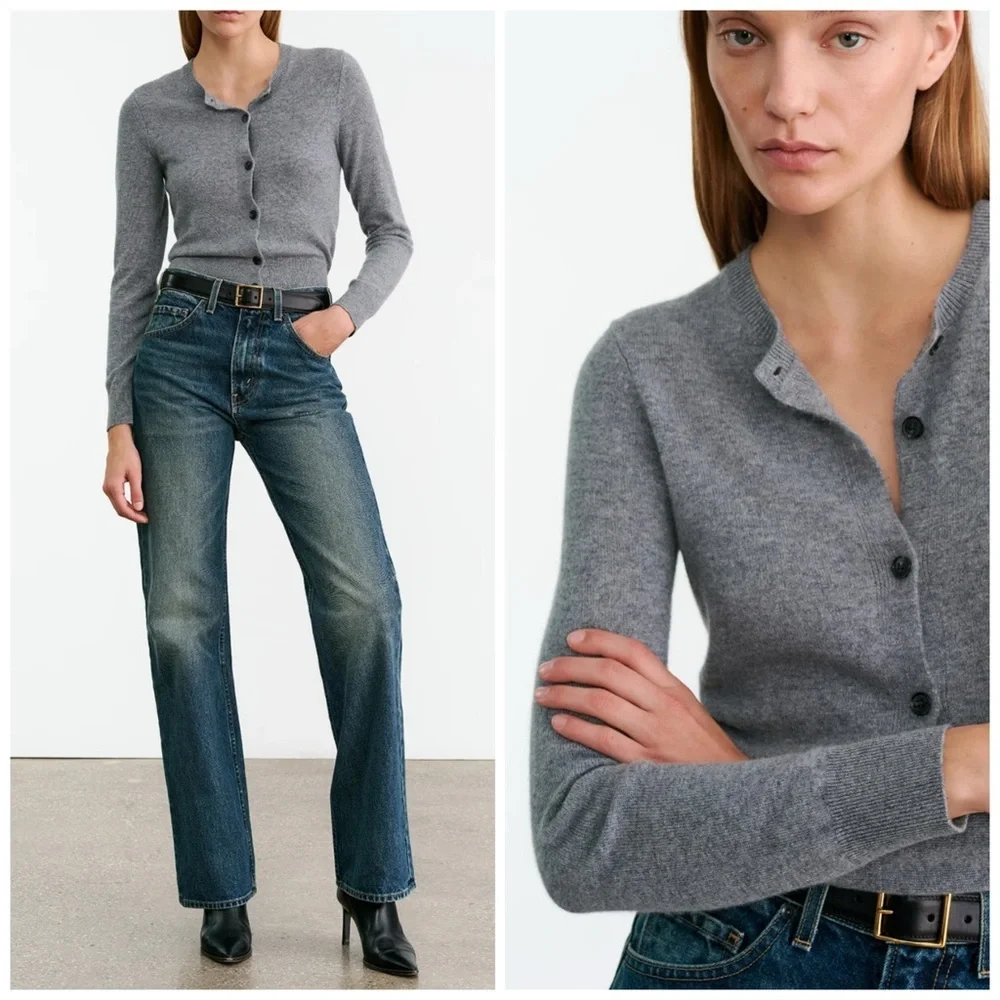 NILI LOTAN March Cashmere Cardigan XS Chic Gray Luxury Knit
